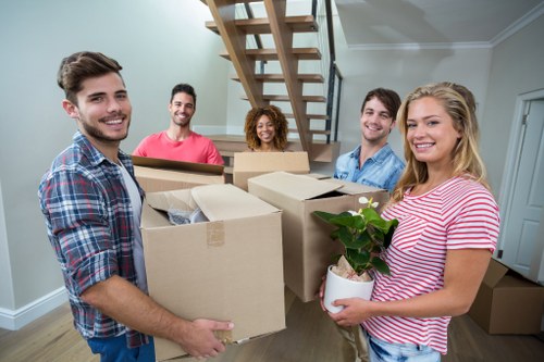 Office furniture and equipment arranged for a Colliers Wood relocation